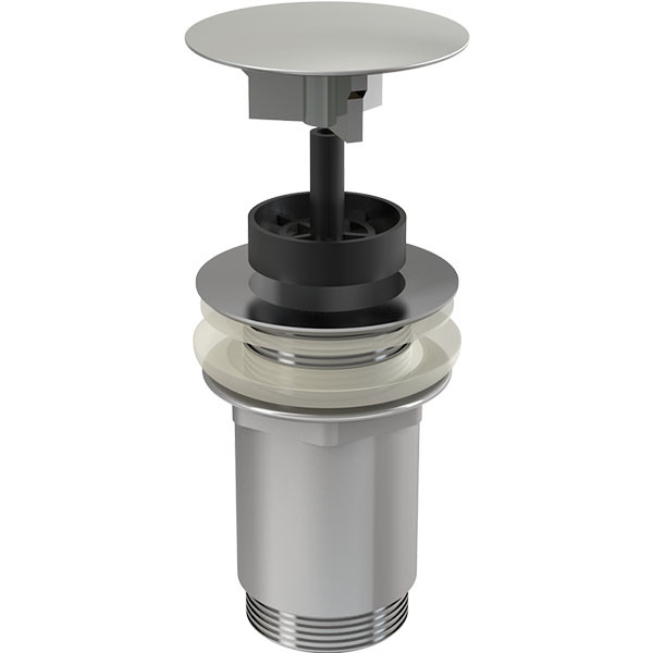 Донный клапан сифона для раковины Alcaplast 5/4" цельнометаллический, белая заглушка (A396)