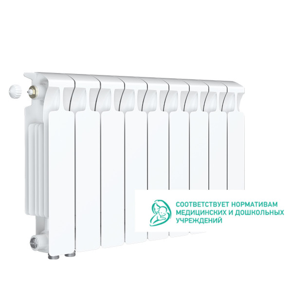 Радиатор биметаллический Rifar Monolit Ventil L 350 (9 секций, НП лев подкл. 50 мм.) (RM35009VL) Радиатор биметаллический Rifar Monolit Ventil L 350 (9 секций, НП лев подкл. 50 мм.) (RM35009VL)