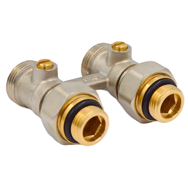 Фитинг двойной со встроенным шаровым краном Okseler с комплектом адаптеров 1/2"х3/4" (oks00389)