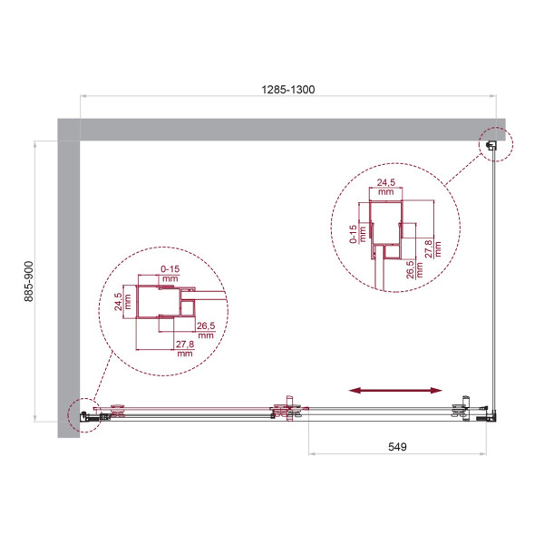 Душевой уголок BelBagno Luce 130x90x195 стекло прозрачное, профиль хром (LUCE-AH-1-130/90-C-Cr)