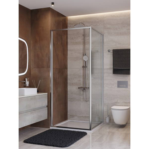 Душевой уголок Cezares Lux 80x80x195 стекло прозрачное, профиль хром (LUX-A-FS-1-80-C-CR)