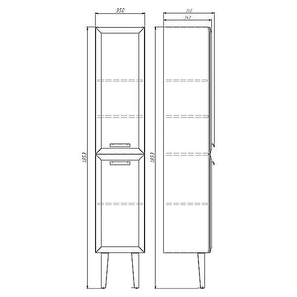Пенал подвесной Comforty Империя 350x360x1855 белый глянцевый (00-00014791)