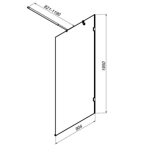 Душевое ограждение AM.PM X-Joy 90x195 стекло прозрачное, профиль черный (W94WI-90-F1-BTE)