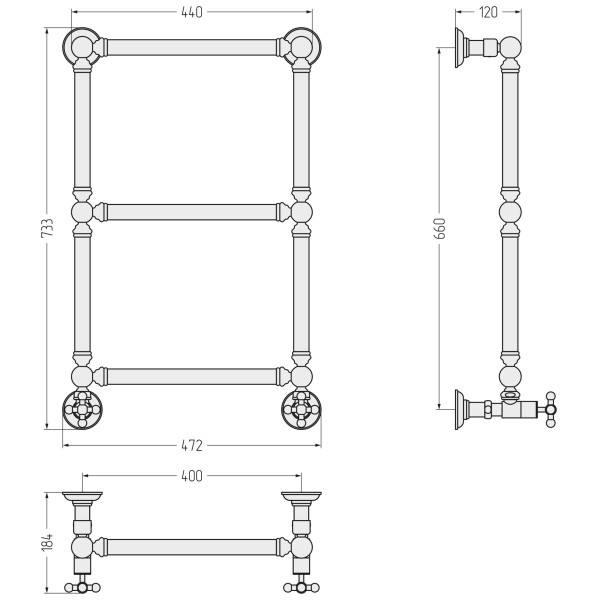 Полотенцесушитель водяной Сунержа Ренессанс 660x400 матовый белый (30-0280-6640)