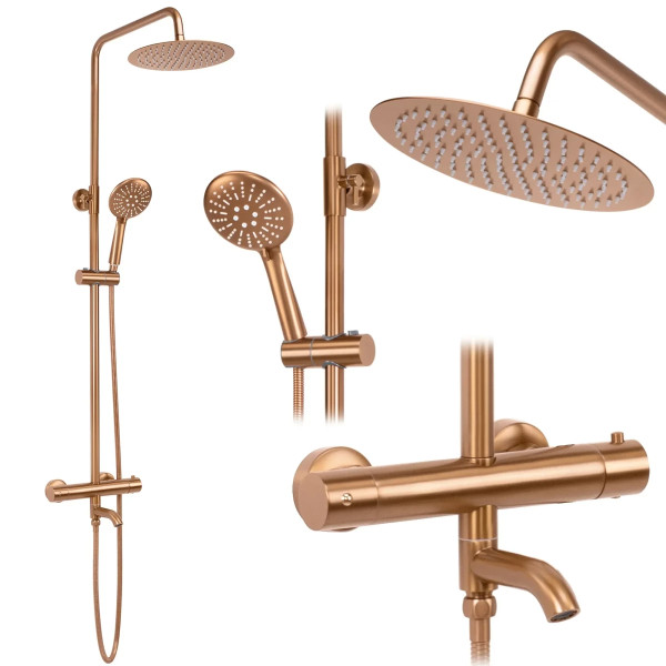 Душевая система термостат с изливом Rea Lungo Copper mat (REA-P8807)