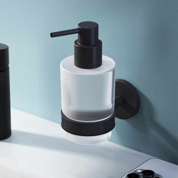 Диспенсер стеклянный AM.PM для жидкого мыла с настенным держателем X-Joy черный (A85A36922)