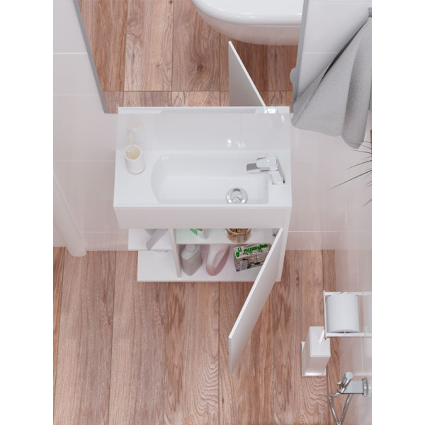 Тумба подвесная 1Marka Stretto 500*210*750 с раковиной, белая (У94716)