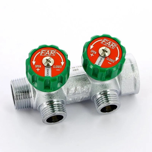 Коллектор 2 отвода регулируемый 1"x1/2"EU MULTIFAR с вставкой под плоское уплотнение, хром (FK 3821 112UN) Коллектор 2 отвода регулируемый 1"x1/2"EU MULTIFAR с вставкой под плоское уплотнение, хром (FK 3821 112UN)