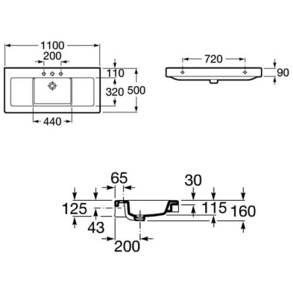 Раковина подвесная Roca Stratum 1100х500х160 (327631000) Раковина подвесная Roca Stratum 1100х500х160 (327631000)