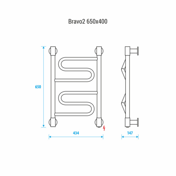 Полотенцесушитель электрический Energy BRAVO2 650х400 хром