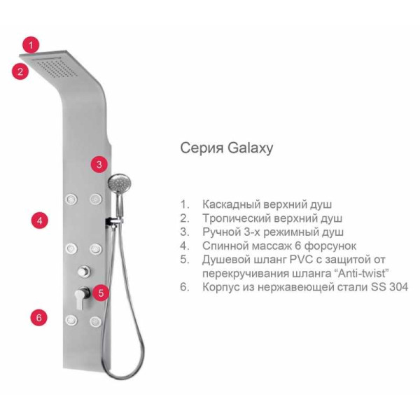 Душевая панель Aquanet Galaxy White (209999)