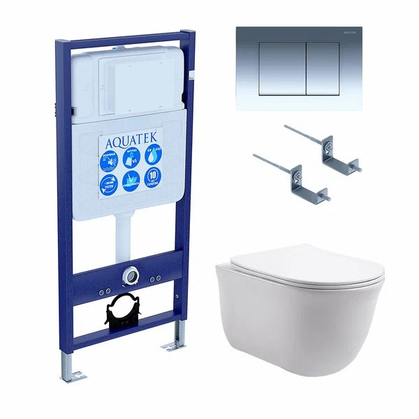 Комплект инсталляция с унитазом Aquatek Поларисс сиденьем Standard INS-0000012+унитаз Поларис AQ0700-00 с сиденьем soft-close+ крепеж KKI-0000002 +кла