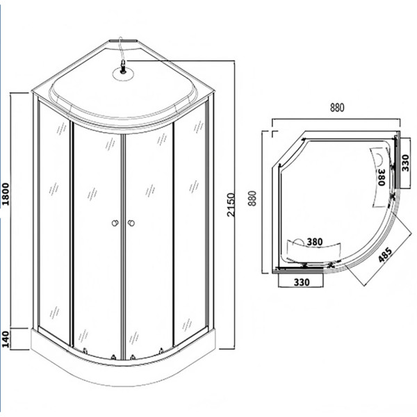 Душевая кабина Loranto 88x88x215 стекло матовое, профиль хром матовый (CS-981TM/W-90)