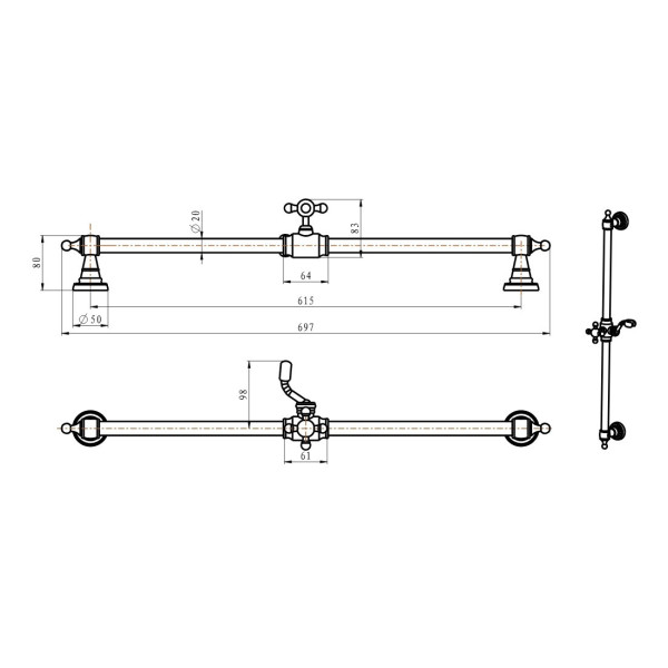Душевая стойка Boheme Medici 69,7 см бронза (416) Душевая стойка Boheme Medici 69,7 см бронза (416)