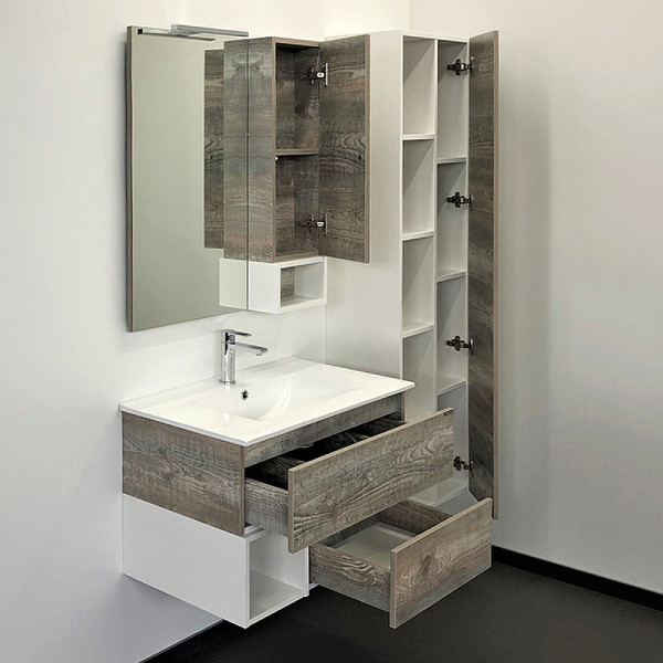 Тумба подвесная с раковиной Comforty Турин 750x465x500 дуб бежевый (00-00013913)