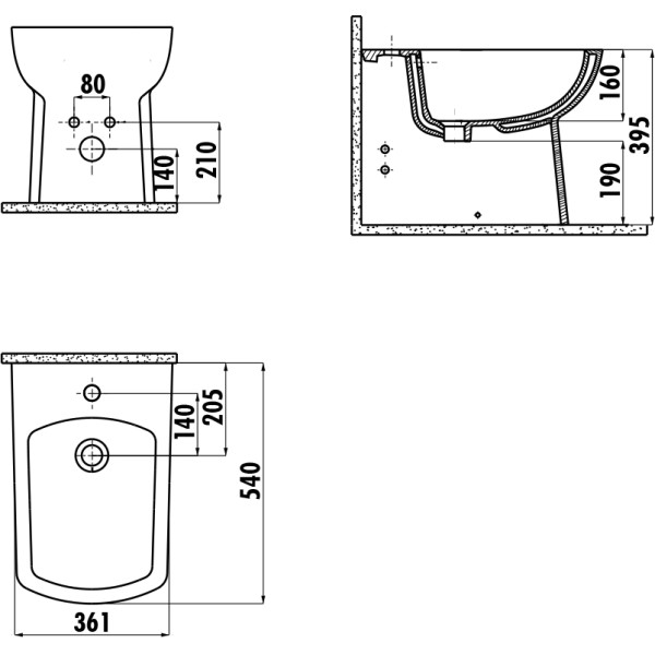 Биде напольное Creavit Lara (LR500-00CB00E-0000)