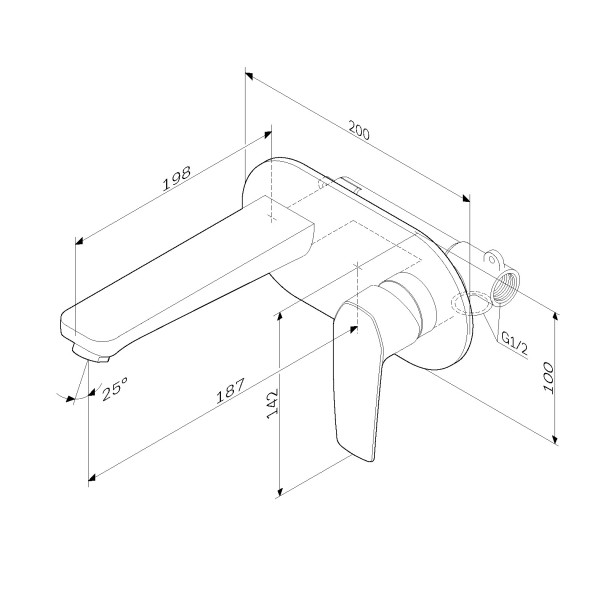 Смеситель для раковины AM.PM Gem монтируемый в стену, хром (F90A72200)