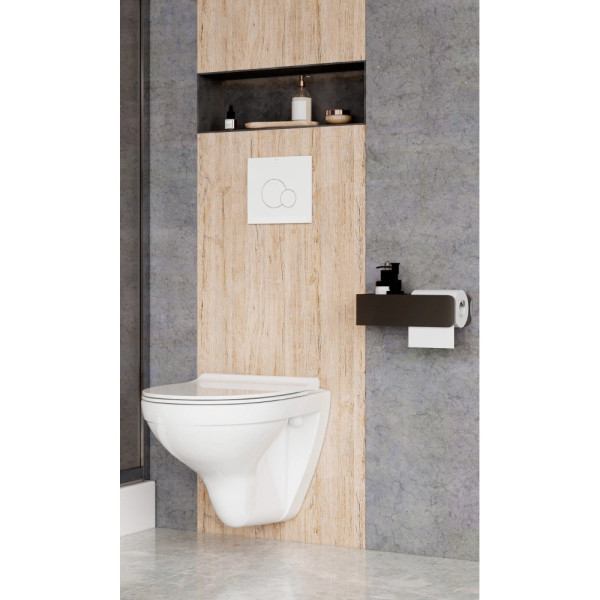 Комплект инсталляция с унитазом и клавишей Santek Бореаль rimless с тонким сиденьем с клавишей белой (1WH501832)