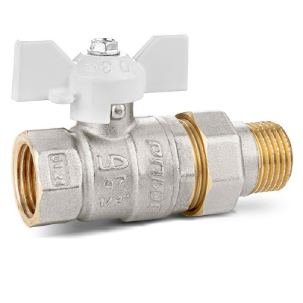 Кран 3/4" шаровый со сгоном LD Pride (белая бабочка) (LD 47.306.20 W)