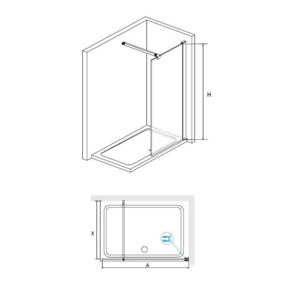 Душевое ограждение RGW Walk In WA-001 90x195 стекло матовое, профиль хром (351000109-21)
