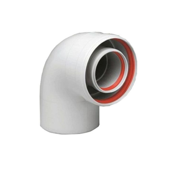 Колено промежуточное Okseler 90° D80/125 коаксиальное (oks00037) Колено промежуточное Okseler 90° D80/125 коаксиальное (oks00037)