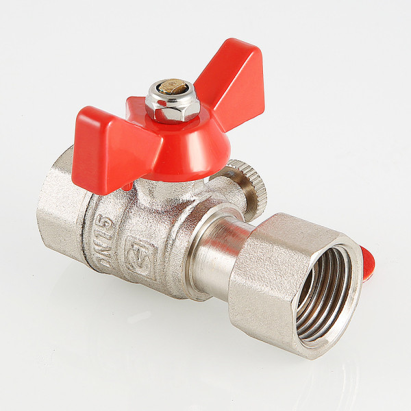 Кран 1/2"х3/8" ВВ шаровый для подключения манометра Valtec (красная бабочка) VT.807.N.0403