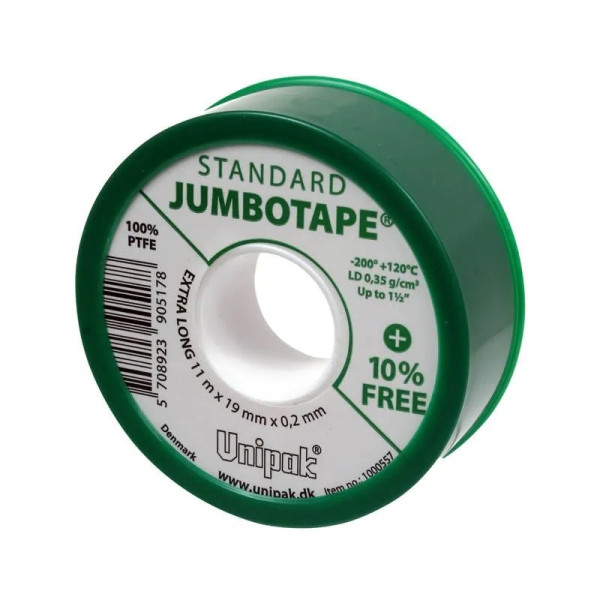 Лента Фум Jumbotape 0,2 мм (11 м / 19 мм) UNIPAK (1000557) Лента Фум Jumbotape 0,2 мм (11 м / 19 мм) UNIPAK (1000557)