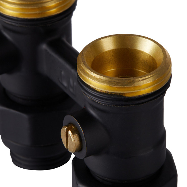 Фитинг двойной со встроенным шаровым краном Royal Thermo прямой 1/2"х3/4"EK (черный) (RANPP11234BL) Фитинг двойной со встроенным шаровым краном Royal Thermo прямой 1/2"х3/4"EK (черный) (RANPP11234BL)