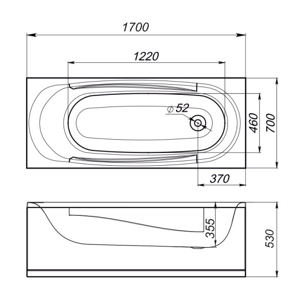 Ванна акриловая Melodia Standard Middle 170х70 (MBHR01117070)