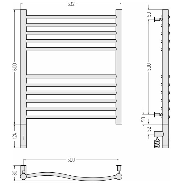 Полотенцесушитель электрический Сунержа Флюид 3.0 600x500 провод слева матовый чёрный (31-5820-6050) Полотенцесушитель электрический Сунержа Флюид 3.0 600x500 провод слева матовый чёрный (31-5820-6050)