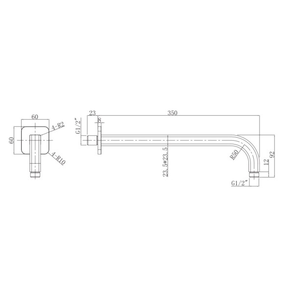 Кронштейн душевой Omnires настенный 350 мм Omnires хром/белый (RA15CRB)