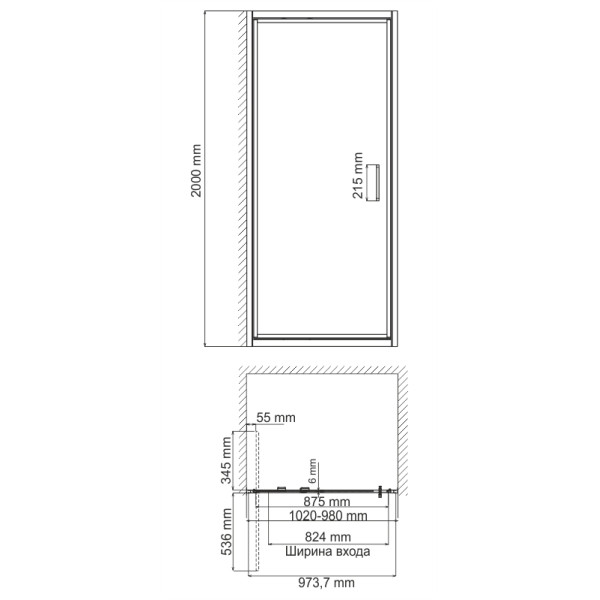 Душевая дверь WasserKRAFT Salm 27I12 100х200 Душевая дверь WasserKRAFT Salm 27I12 100х200