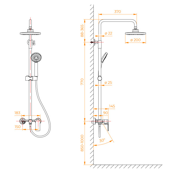 Душевая система RGW Shower Panels черный (59140126-04) Душевая система RGW Shower Panels черный (59140126-04)