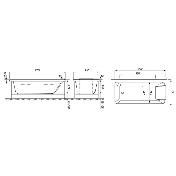 Ванна акриловая Jacob Delafon Sofa 170*75 (E60515RU-01)