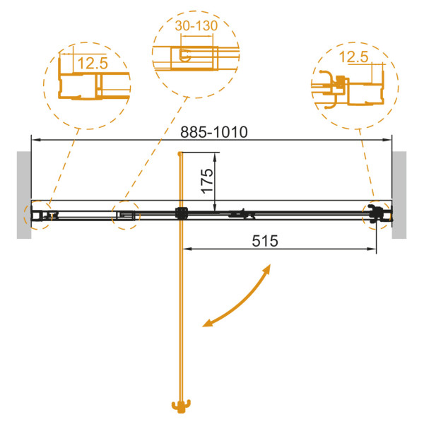 Душевая перегородка Cezares Variante 90x195 стекло прозрачное, профиль хром (VARIANTE-B-1-90/100-C-Cr)