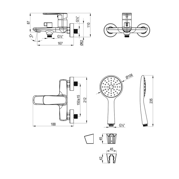 Смеситель для ванны и душа Lemark с душевым комплектом хром (LMF-1022B-C) Смеситель для ванны и душа Lemark с душевым комплектом хром (LMF-1022B-C)