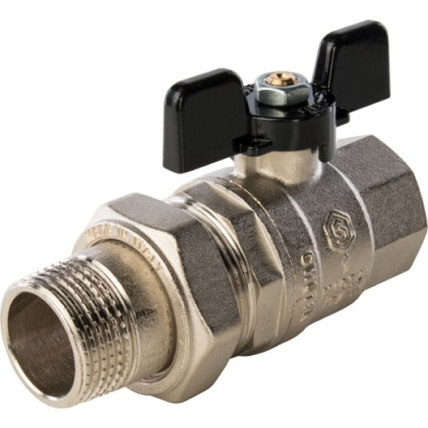 Кран 1" шаровый со сгоном Stout (черная бабочка, полнопроходной) SVB-0007-000025 Кран 1" шаровый со сгоном Stout (черная бабочка, полнопроходной) SVB-0007-000025