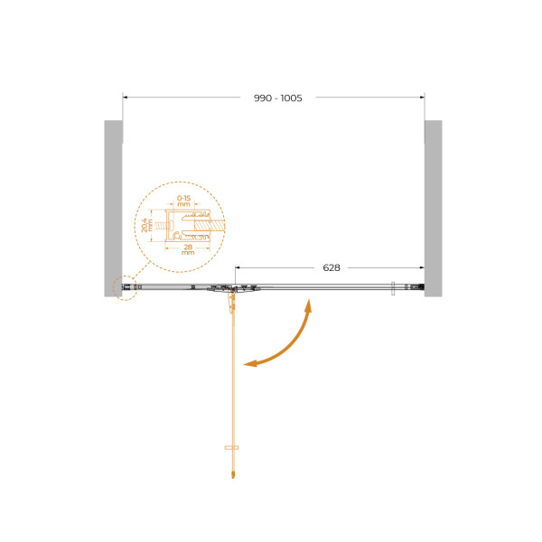 Душевые двери Cezares Liner 100x195 стекло прозрачное, профиль хром (LINER-B-12-100-C-Cr-L)
