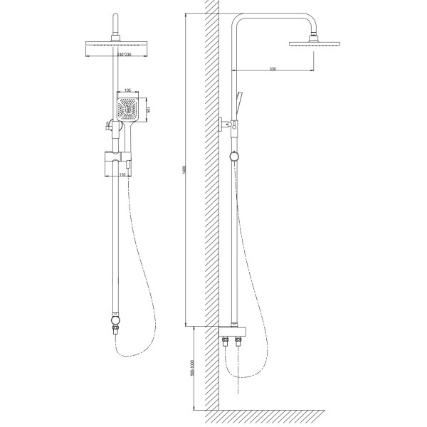 Душевой гарнитур Voda черная (VST1000-5Black)