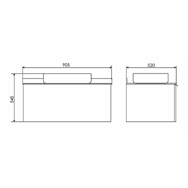 Тумба подвесная с раковиной Comforty Милан 900x520x545 белый глянцевый/калакатта Блэк (00-00014007)