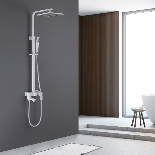 Душевая система Abber Daheim с изливом белый матовый (AF8216WL)