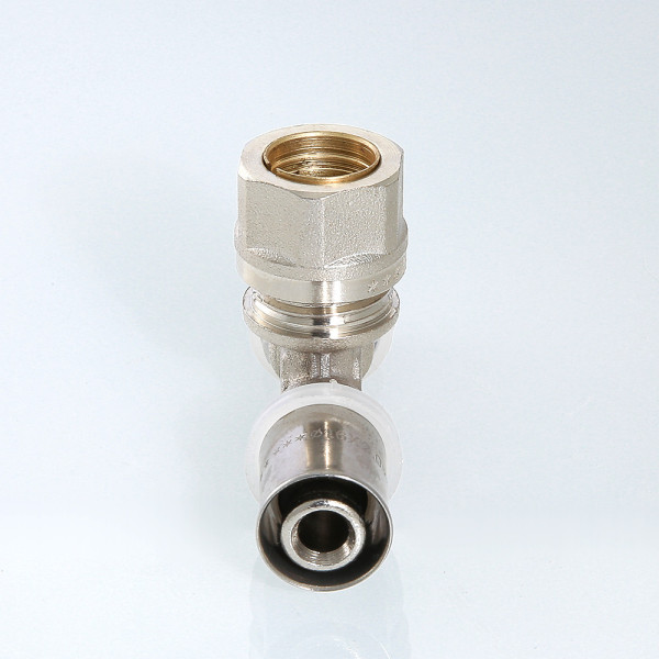 Тройник 16*15*16 с переходом на обжим Valtec (пресс, никель) (VTm.233.I.161516)