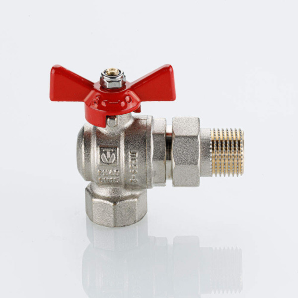 Кран угловой 1/2" шаровый со сгоном Valtec Base-ГОСТ (красная бабочка) VT.228S.N.04