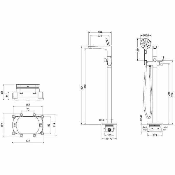 Смеситель напольный Aquatek Бетта хром (AQ1145CR)