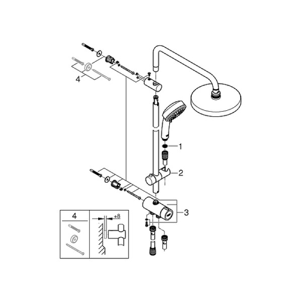 Душевая гарнитура Grohe New Tempesta Cosmopolitan System хром (27394002)