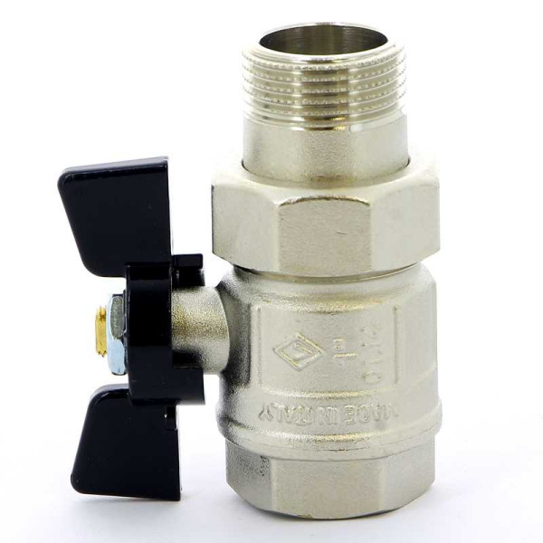 Кран Bugatti 1" шаровый со сгоном New Jersey 922 (черная бабочка) (09220006)