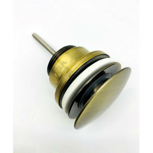 Донный клапан для раковины Vieir 1 1/4" (32 мм.), 67 мм. Quick Clac с переливом (латунь, бронза) (VER26D)