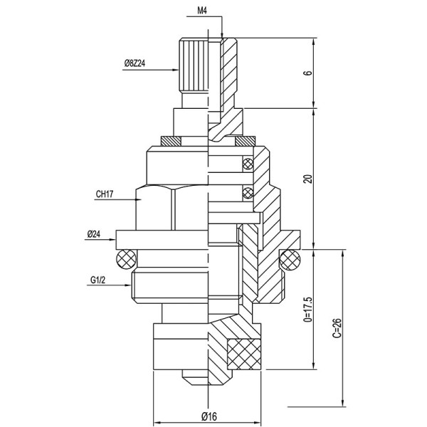 Кран-букса Melodia резина 1/2" 8x24 (MKP06620WC) (мод. 013)