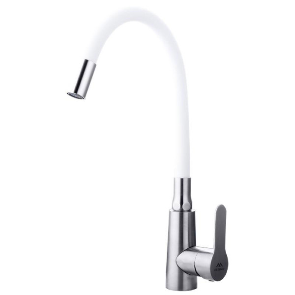 Смеситель для кухни Fashun с гибким изливом сатин/белый (A54301-8)