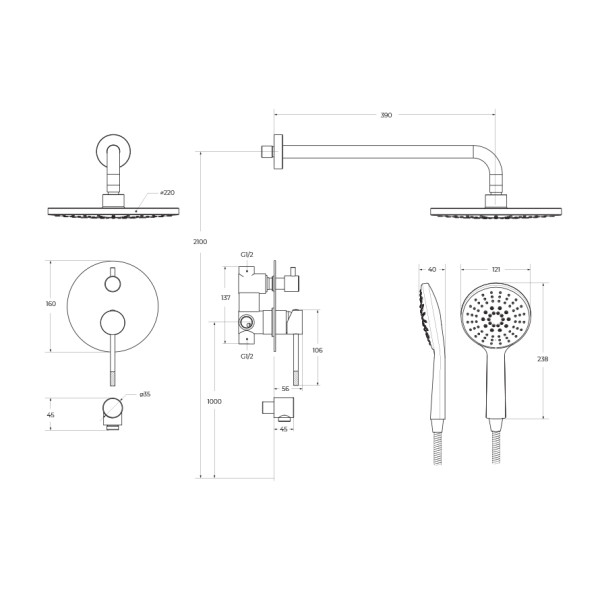 Душевая система Cezares Relax сатин (RELAX-DSET-IN)